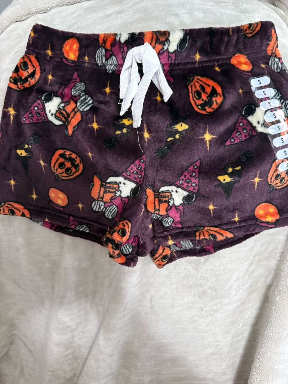 Halloween Snoopy Plush Lounge Shorts - Purple